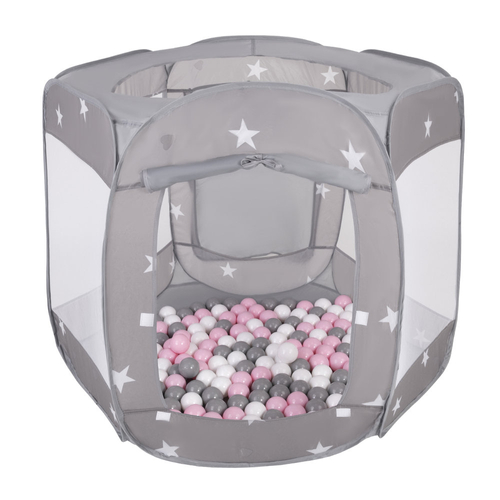 Parc Bebe Pliable Tente 1x100x85cm Avec Balles 6cm Pour Enfants Gris Blanc Gris Rose Poudre