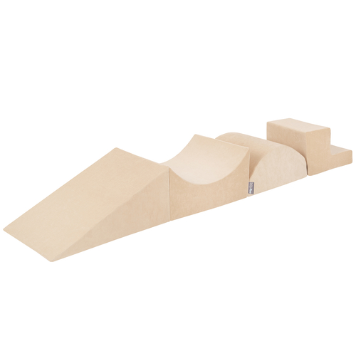 KiddyMoon Aire De Jeux En Mousse Modulable Pour Enfants Avec Housses Amovibles Résistantes Et Matériaux Doux Favorisant Imagination Et Créativité, beige sableux, Multi-Taille