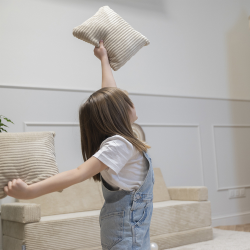 KiddyMoon Coussin Carré 30x30 Cm Lot De 2 En Polyester Avec Garnissage En Mousse Design Élégant Pour Canapé Fauteuil Ou Lit Facile À Entretenir Doux Et Durable, beige, 2 Oreillers