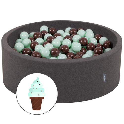 KiddyMoon Piscine à Balles ∅ 7Cm pour Bébé Rond Fabriqué En UE, gris foncé, 90x30cm/200 Balles