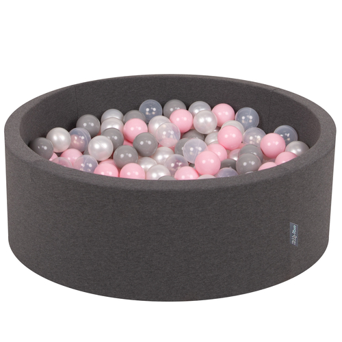KiddyMoon Piscine à Balles ∅ 7Cm pour Bébé Rond Fabriqué En UE, gris foncé, 90x30cm/300 Balles