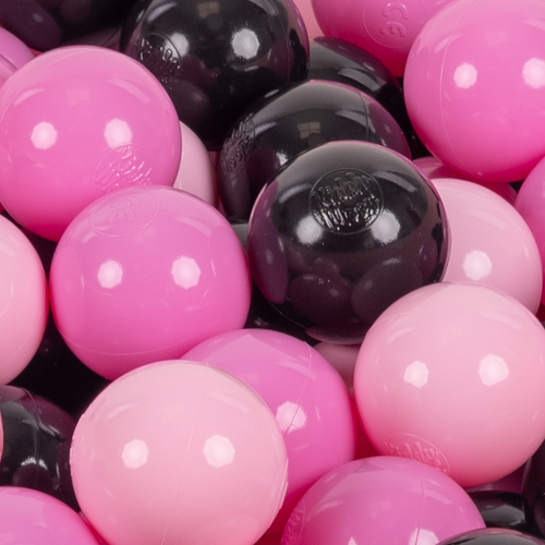 KiddyMoon Balles Colorées Plastique ∅7cm pour Piscine Enfant Bébé Fabriqué en EU, rose/rose poudré/noir