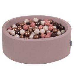 KiddyMoon Piscine à Balles ∅ 7Cm pour Bébé Rond Fabriqué En UE, Automne: brun/cuivre/beige pastel/saumon, 90x30cm/200 Balles