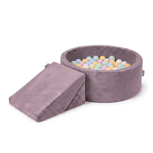 KiddyMoon Aire de jeu ANAFI en polyester avec module de motricité, Violet : bleu pastel/jaune pastel/blanc/menthe/rose poudré, basen 100/klin F