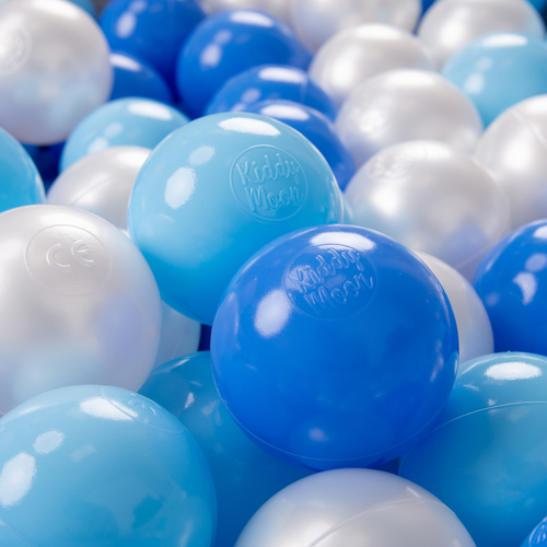 KiddyMoon Balles Colorées Plastique ∅7cm pour Piscine Enfant Bébé Fabriqué en EU, baby blue/bleu/perle, 700 Balles/7cm