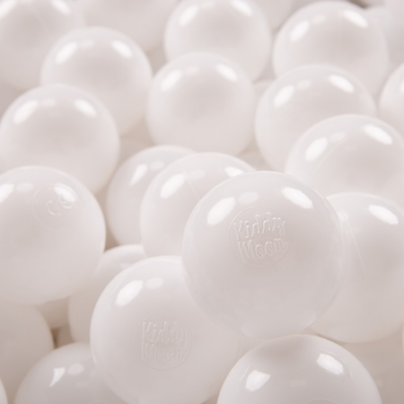 KiddyMoon Balles Colorées Plastique 7cm pour Piscine Enfant Bébé Fabriqué en EU, Blanc