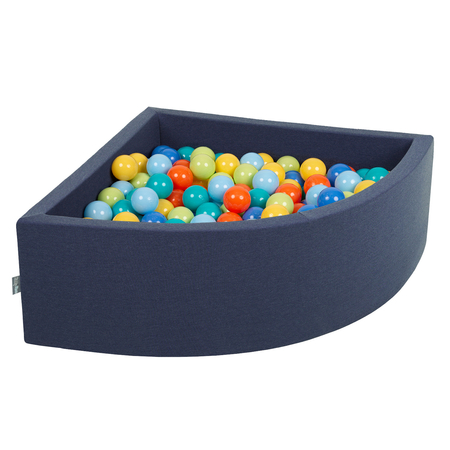 KiddyMoon Piscine à Balles 7Cm pour Bébé Quart Angulaire Fabriqué En UE, Bleu F: Vert Cl/ Orange/ Turq/ Bleu/ Babyblue/ Jaune