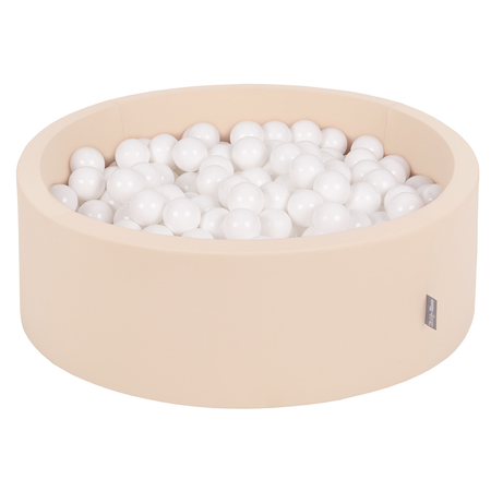 KiddyMoon Piscine à Balles 7Cm pour Bébé Rond Fabriqué En UE, Beige:  Blanc