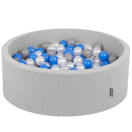 KiddyMoon Piscine à Balles 7Cm pour Bébé Rond Fabriqué En UE, Gris Clair:  Perle/ Gris/ Bleu