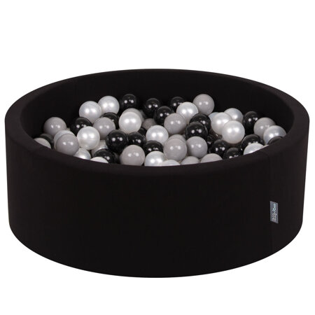 KiddyMoon Piscine à Balles 7Cm pour Bébé Rond Fabriqué En UE, Noir:  Noir/ Gris/ Perle