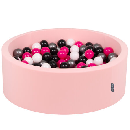 KiddyMoon Piscine à Balles 7Cm pour Bébé Rond Fabriqué En UE, Rose:  Blanc/ Noir/ Argenté/ Rose Foncé