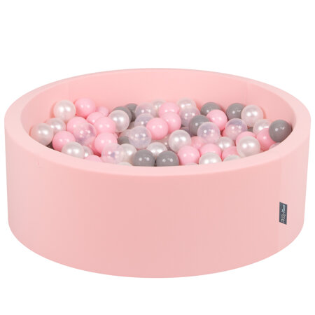 KiddyMoon Piscine à Balles 7Cm pour Bébé Rond Fabriqué En UE, Rose:  Perle/ Gris/ Transparent/ Rose Poudré