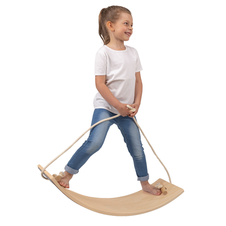 KiddyMoon Planche D'équilibre Corde pour Enfants Planche À Balancer BB-004, Beige