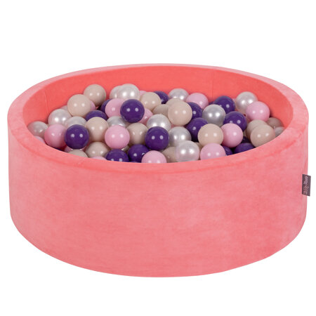 KiddyMoon Velours Piscine à Balles 7Cm pour Bébé Rond Fabriqué en EU, Rose Pastèque:  Beige Pastel/ Rose Poudré/ Perle/ Violet