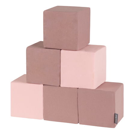 KiddyMoon blocs mous pour bébé cubes de construction en mousse, Cubes:  Bruyère-Rose