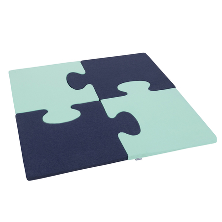 Puzzle en mousse doux tapis de motricité pour enfants tapis d'éveil pour bébé 4 éléments KiddyMoon, Bleu Foncé/Menthe