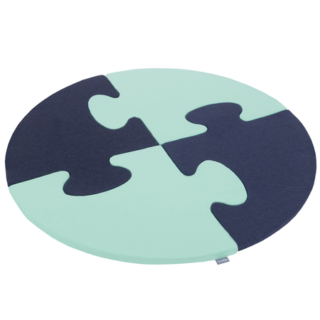 Puzzle en mousse doux tapis de motricité pour enfants tapis d'éveil pour bébé 4 éléments KiddyMoon, Bleu Foncé/Menthe