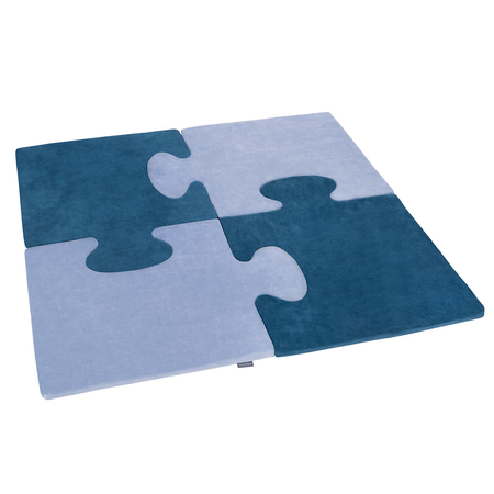 Puzzle en mousse doux tapis de motricité pour enfants tapis d'éveil pour bébé 4 éléments KiddyMoon, Bleu Lagune/Bleu Glacier