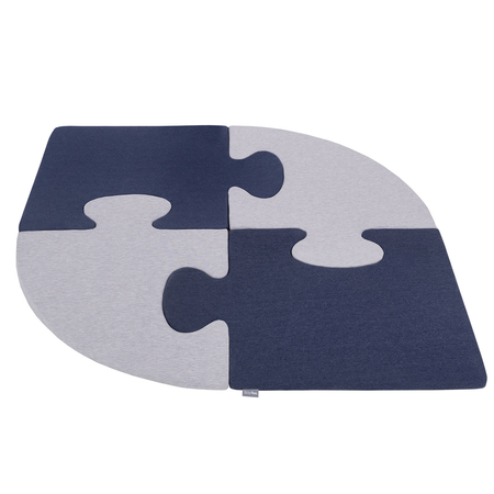 Puzzle en mousse doux tapis de motricité pour enfants tapis d'éveil pour bébé 4 éléments KiddyMoon, Gris Clair/ Bleu Foncé