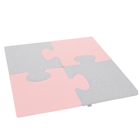 Puzzle en mousse doux tapis de motricité pour enfants tapis d'éveil pour bébé 4 éléments KiddyMoon, Rose/Gris Clair