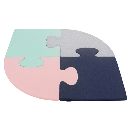 Puzzle en mousse doux tapis de motricité pour enfants tapis d'éveil pour bébé 4 éléments KiddyMoon, Rose/Menthe/Gris clair/Bleu foncé