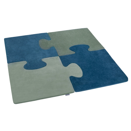 Puzzle en mousse doux tapis de motricité pour enfants tapis d'éveil pour bébé 4 éléments KiddyMoon, Vert Forêt/Bleu Glacier