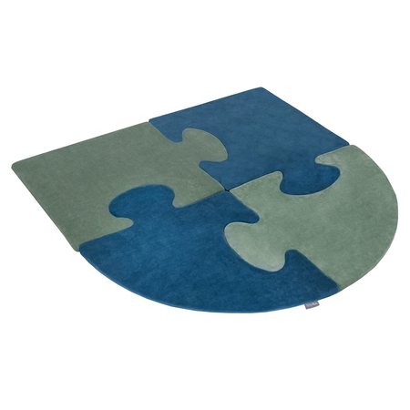 Puzzle en mousse doux tapis de motricité pour enfants tapis d'éveil pour bébé 4 éléments KiddyMoon, Vert Forêt/Bleu Glacier