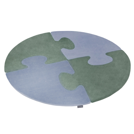 Puzzle en mousse doux tapis de motricité pour enfants tapis d'éveil pour bébé 4 éléments KiddyMoon, Vert Forêt/Bleu Glacier