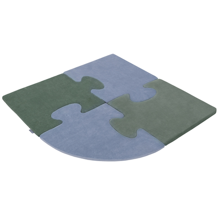Puzzle en mousse doux tapis de motricité pour enfants tapis d'éveil pour bébé 4 éléments KiddyMoon, Vert Forêt/Bleu Glacier