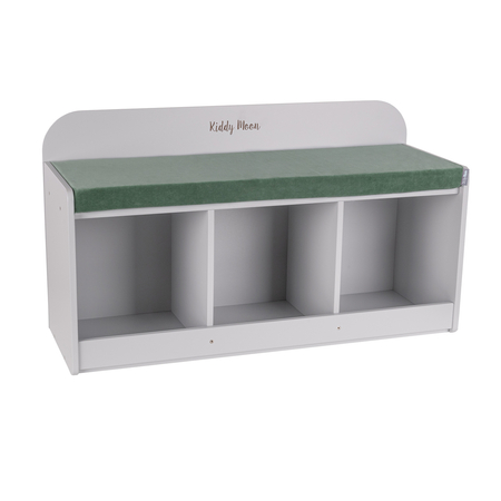 banquette avec étagères pour les enfants KiddyMoon, Gris/ Vert Forêt