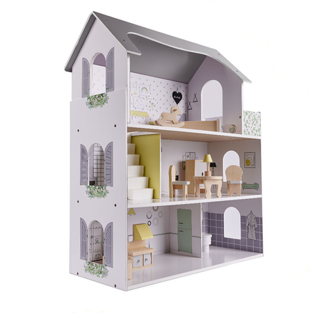 maison de poupée en bois pour les enfants meubles inclus, Blanc