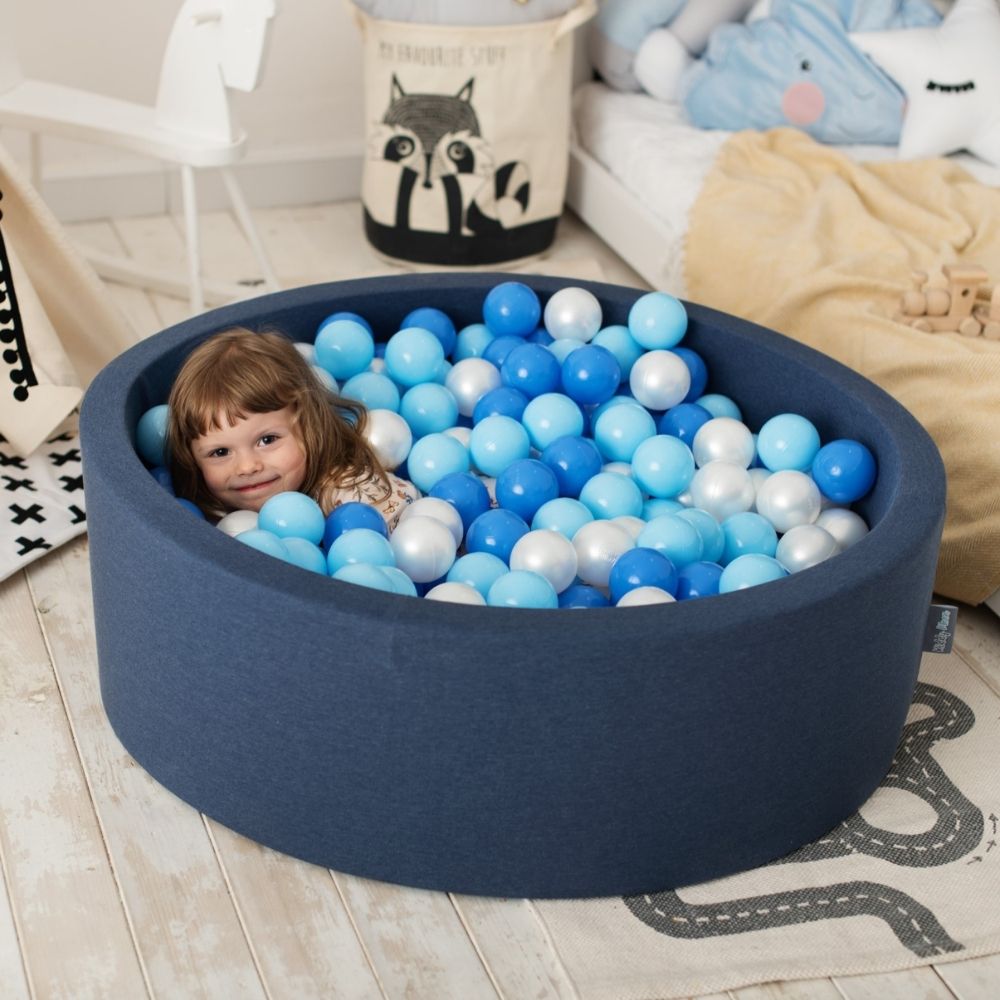 KiddyMoon 50 ∅ 7Cm Balles Colorées Plastique pour Piscine Enfant Bébé Fabriqué en EU Baby Blue/Bleu/Perle