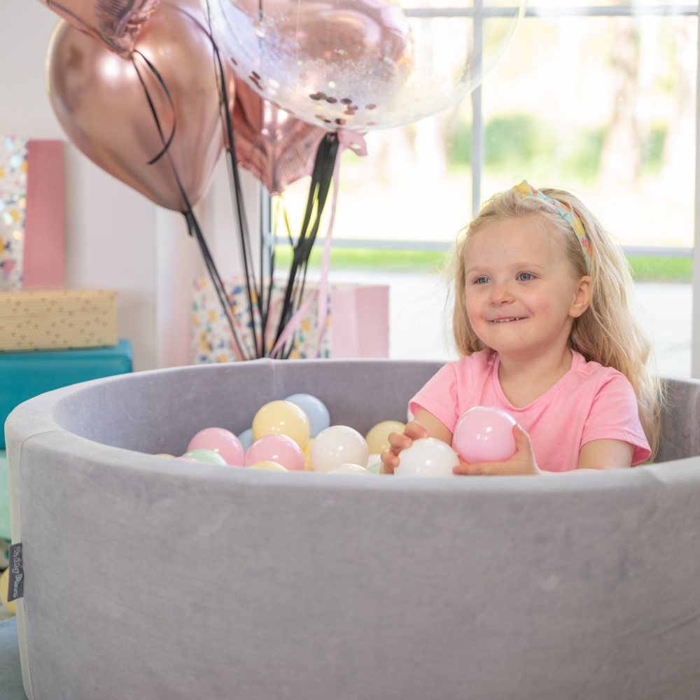 Piscine À Balles pour Bébé Rose Pastel 300 Balle Gris/Blanc/Rose