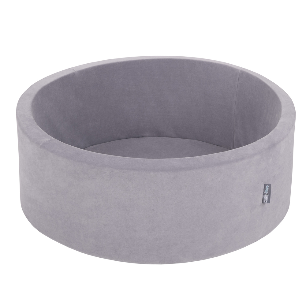 KiddyMoon Piscine à Balles 7Cm pour Bébé Rond Fabriqué En UE, Gris Clair:  Perle/ Gris/ Transparent/ Rose Poudré