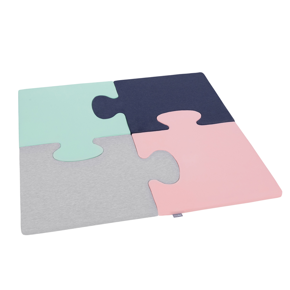 Puzzle en mousse doux tapis de motricité pour enfants tapis d'éveil pour  bébé 4 éléments KiddyMoon, Rose/Menthe/Gris clair/Bleu foncé