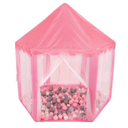 Château de Princesse avec Balles 6cm Tente pour Enfants, Rose:  Perle/ Gris/ Transparent/ Rose Poudré