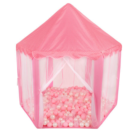 Château de Princesse avec Balles 6cm Tente pour Enfants, Rose:  Rose Poudré/ Perle/ Transparent