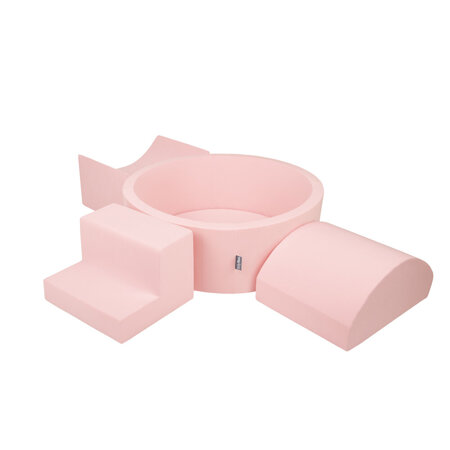 KiddyMoon Aire De Jeux en Mousse avec Rond Piscine à Balles pour Enfants, Rose: Blanc/ Gris/ Rose Poudré