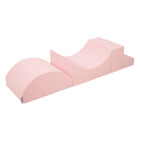 KiddyMoon Aire De Jeux en Mousse pour Enfants Rampe / Semi-rouleau / Marches, Rose