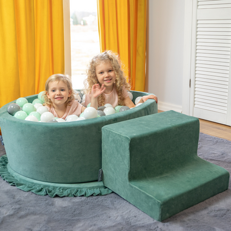 KiddyMoon Aire Velvet De Jeux en Mousse avec Rond Piscine à Balles pour Enfants, Beige Sableux:  Brun/ Cuivre/ Beige Pastel/ Saumon