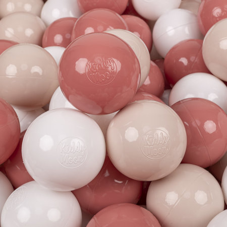 KiddyMoon Balles Colorées Plastique 7cm pour Piscine Enfant Bébé Fabriqué en, Beige Pastel/ Saumon/ Blanc
