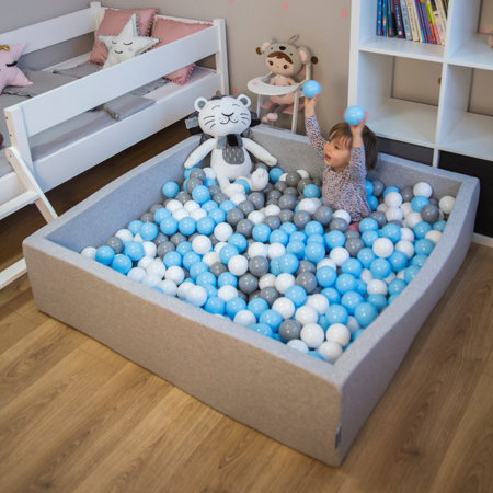 KiddyMoon Balles Colorées Plastique 7cm pour Piscine Enfant Bébé Fabriqué en EU, Baby Blue