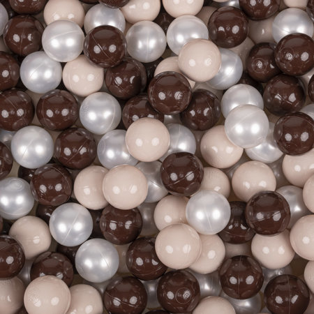 KiddyMoon Balles Colorées Plastique 7cm pour Piscine Enfant Bébé Fabriqué en EU, Beige Pastel/ Brun/ Perle