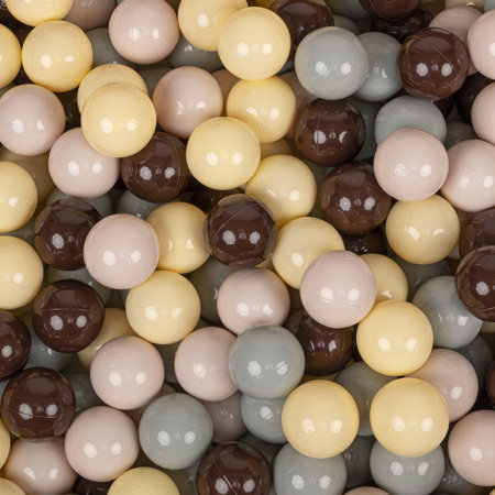 KiddyMoon Balles Colorées Plastique 7cm pour Piscine Enfant Bébé Fabriqué en EU, Beige Pastel/ Vert De Gris/ Jaune Pastel/ Brun