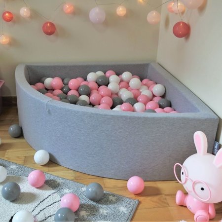 KiddyMoon Balles Colorées Plastique 7cm pour Piscine Enfant Bébé Fabriqué en EU, Blanc/ Gris/ Rose Poudré
