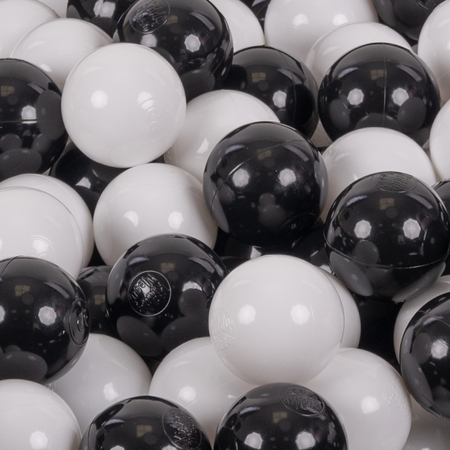 KiddyMoon Balles Colorées Plastique 7cm pour Piscine Enfant Bébé Fabriqué en EU, Noir/ Blanc
