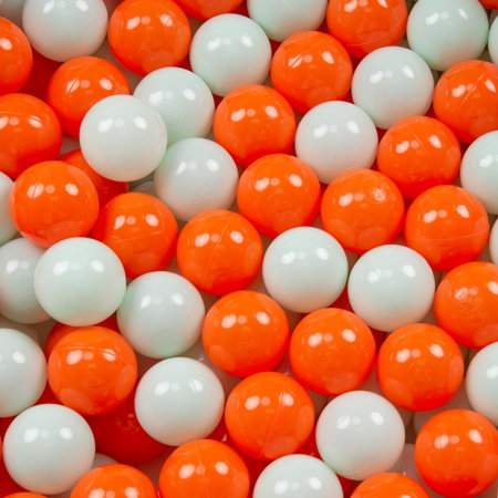 KiddyMoon Balles Colorées Plastique 7cm pour Piscine Enfant Bébé Fabriqué en EU, Orange/ Menthe