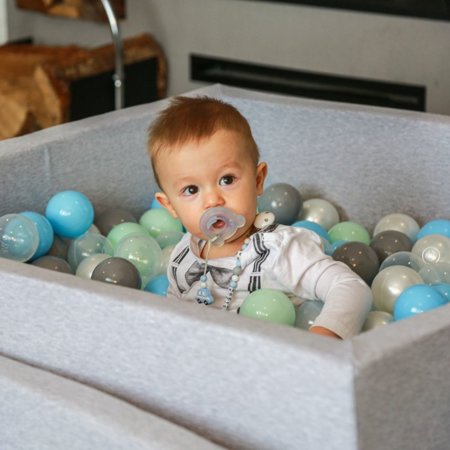 KiddyMoon Balles Colorées Plastique 7cm pour Piscine Enfant Bébé Fabriqué en EU, Perle/ Gris/ Transparent/ Baby Blue/ Menthe