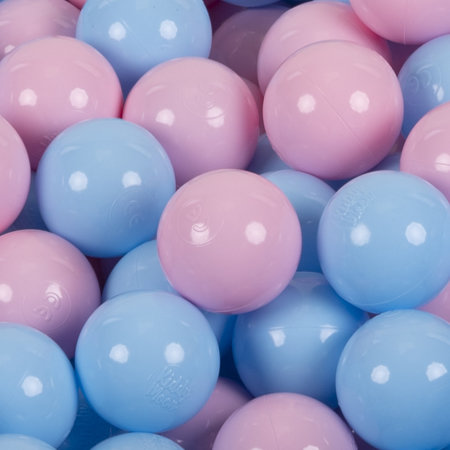 KiddyMoon Balles Colorées Plastique 7cm pour Piscine Enfant Bébé Fabriqué en EU, Rose Poudré/ Babyblue