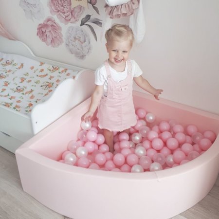 KiddyMoon Balles Colorées Plastique 7cm pour Piscine Enfant Bébé Fabriqué en EU, Rose Poudré/ Transparent